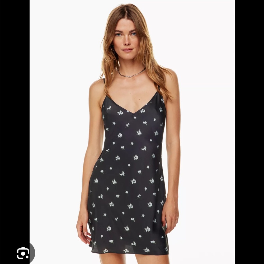 Aritzia Black floral slip dress